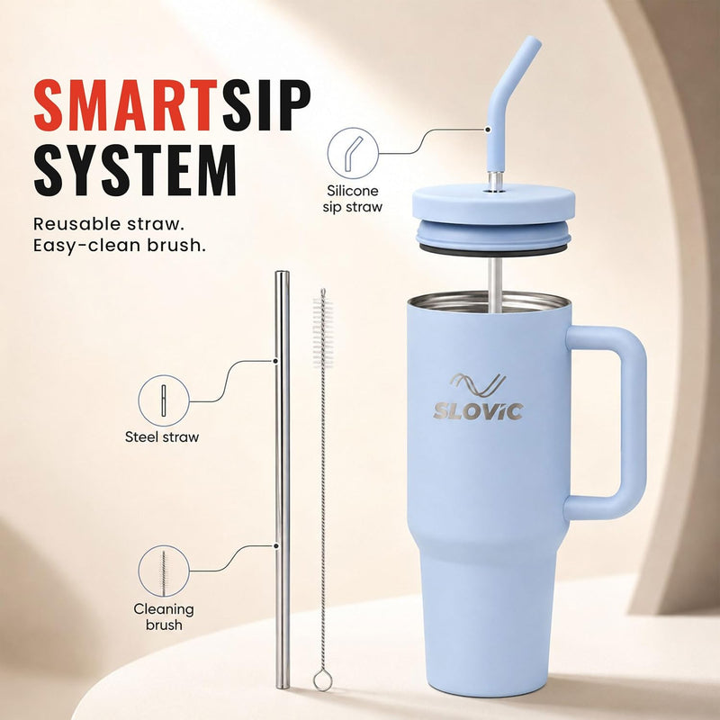 1.2L Stainless Steel Tumbler with Straw