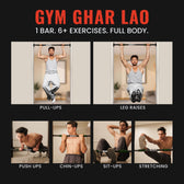 Slovic Gym at Home workout routine with various exercises using a bar.