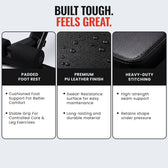 Slovic bench  features with text highlighting 'Built tough, feels great' on a gray background