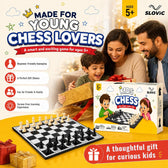 14 Inch Foldable Chess Board Set - Portable Chess Game for Kids & Adults - Family Board Game