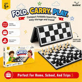 14 Inch Foldable Chess Board Set - Portable Chess Game for Kids & Adults - Family Board Game