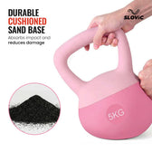 The Slovic pink 5 kg soft kettlebell is perfect for home cardio and toning—safe on floors and gentle on beginners