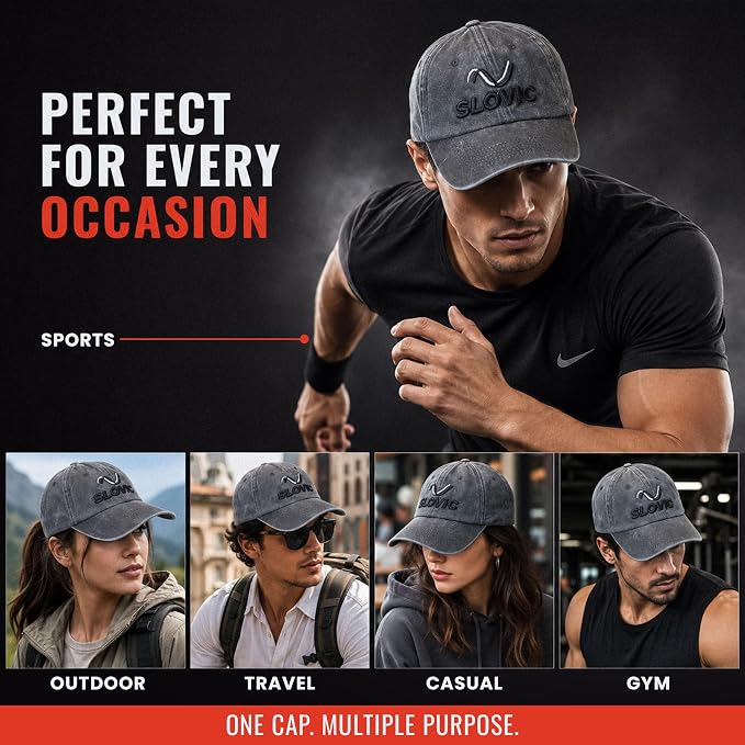 Canvas Baseball Cap for Men & Women | Adjustable Sports Cap | Grey