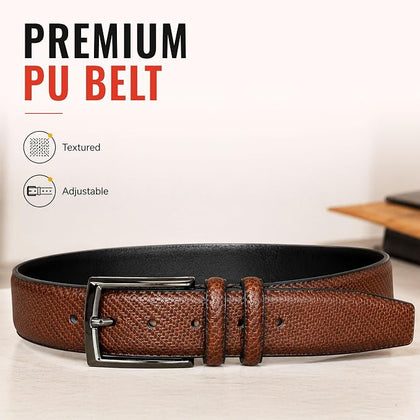 Belt for Men | Adjustable PU Leather Belt | Tan