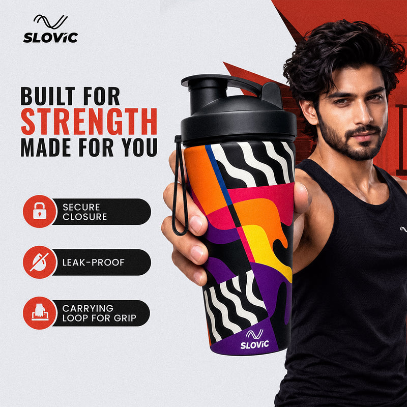 750 ml Stainless Steel Shaker Bottle | 4D Printed | Leakproof Gym Shaker