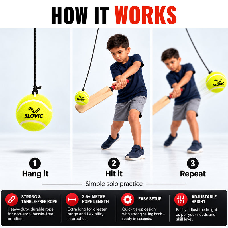 String Tennis Ball with 3m Elastic Cord – Green
