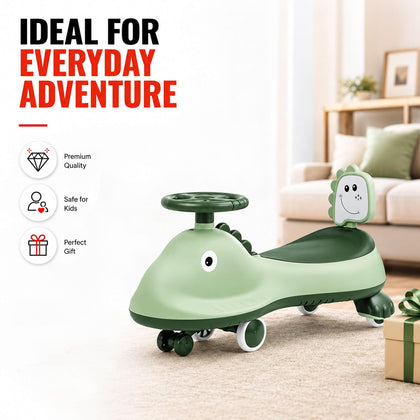 Kid Cruise Swing Car - Green - Ride-On Wiggle Car for Kids - Indoor & Outdoor Toy