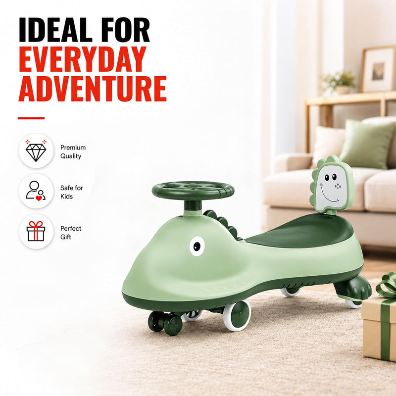 Kid Cruise Swing Car - Green - Ride-On Wiggle Car for Kids - Indoor & Outdoor Toy