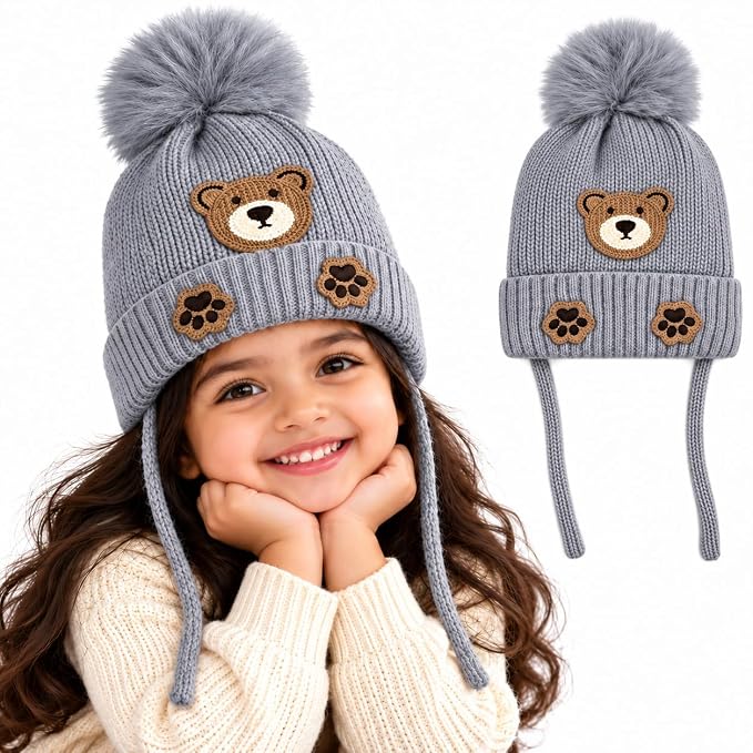 TeddyWarm Kids Winter Cap – Grey