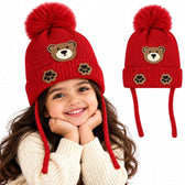 TeddyWarm Kids Winter Cap – Red