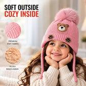 TeddyWarm Pink Winter Cap for Kids