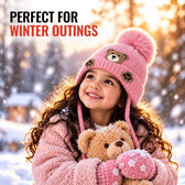 TeddyWarm Pink Winter Cap for Kids