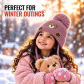 TeddyWarm Rose Winter Cap for Kids