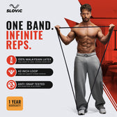 Tiger Shroff using a resistance band with Slovic branding and product features highlighted.