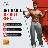 Tiger shroff using a resistance band with Slovic branding and product features highlighted.