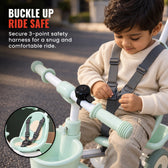 Joy Wheels Tricycle with Parental Handle - Green & Ivory