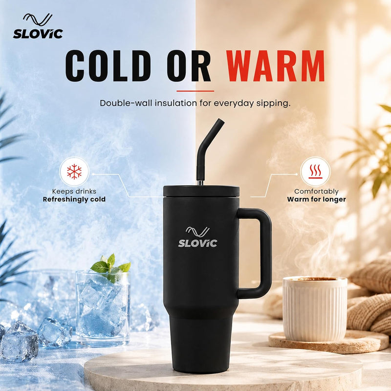 1.2L Stainless Steel Tumbler with Straw