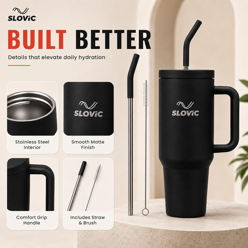 1.2L Stainless Steel Tumbler with Straw