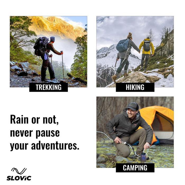 Sloivc Rain Coat for Men Waterproof | Rain Jacket for Men Waterproof | Durable & Lightweight Raincoat with Cap & Pant | Camping Accessories for Outdoor | Navy Blue