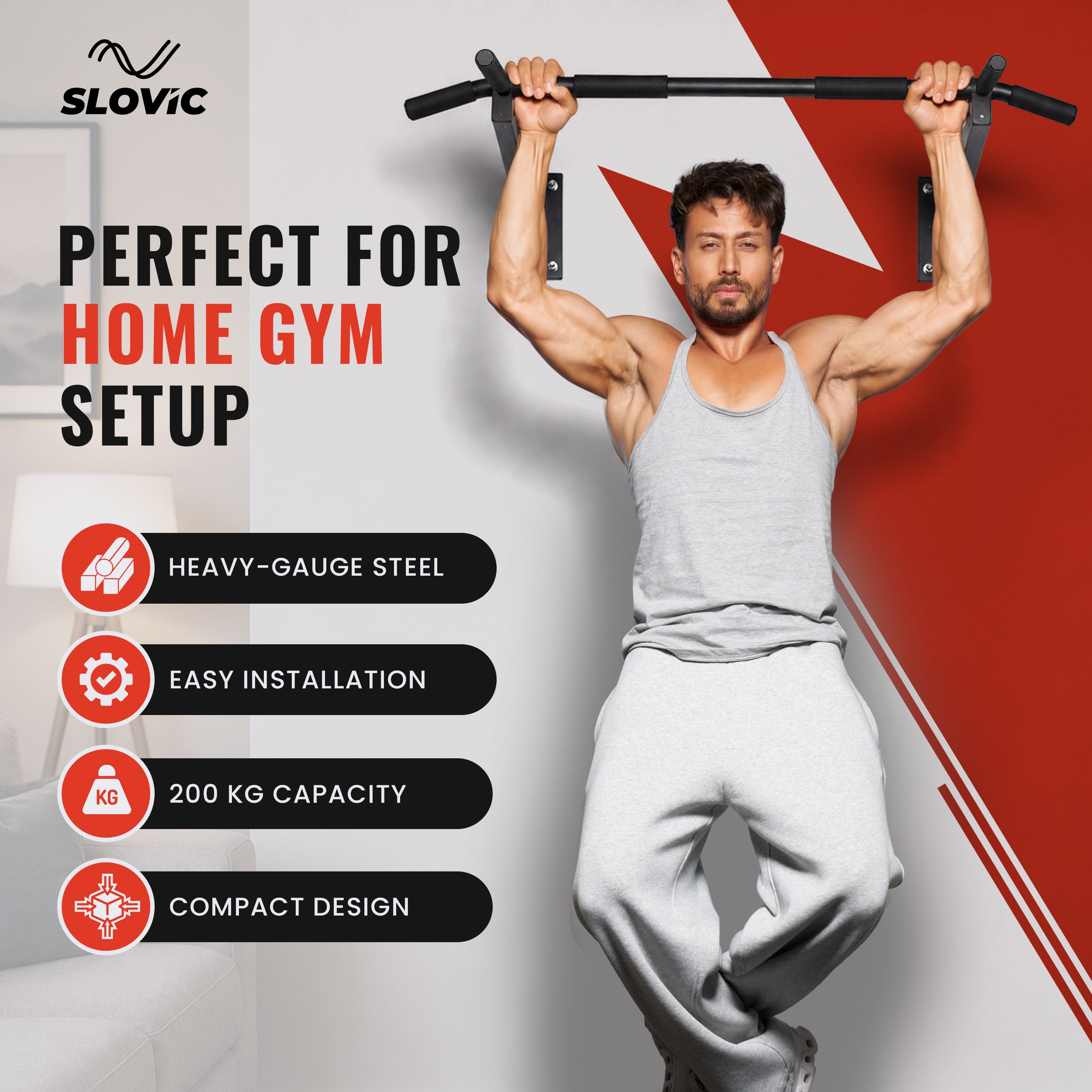 200 Kg Wall Mount Pull-Up Bar