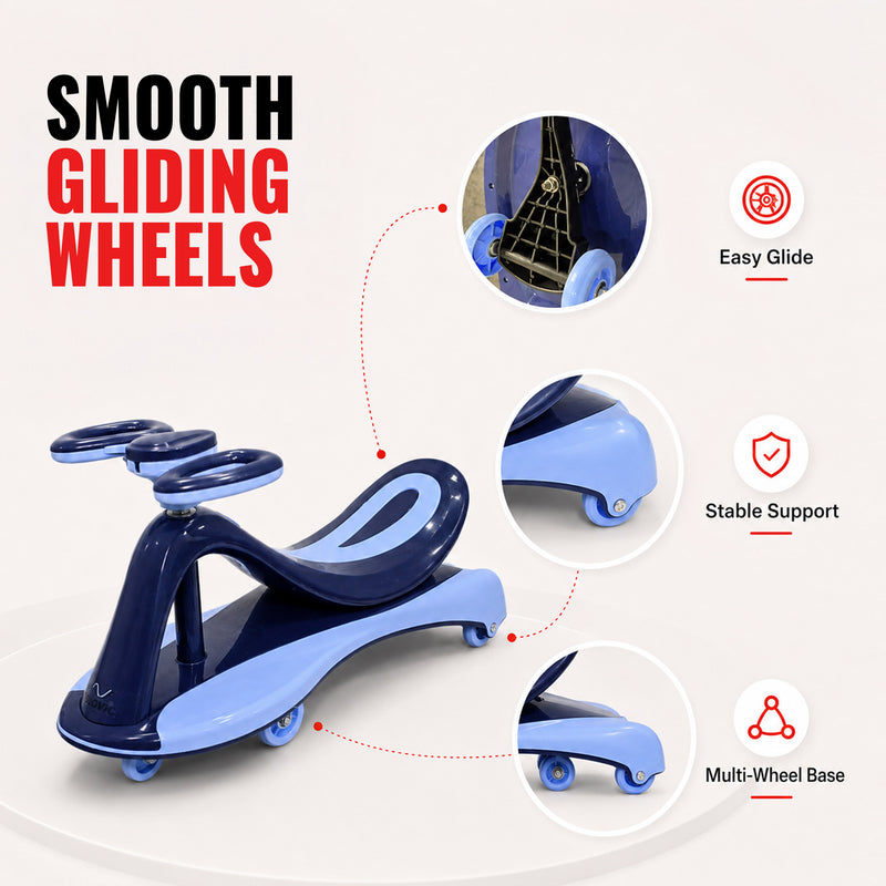 Wave Swing Car with Light - Blue - Ride-On Wiggle Car for Kids - Indoor & Outdoor Toy