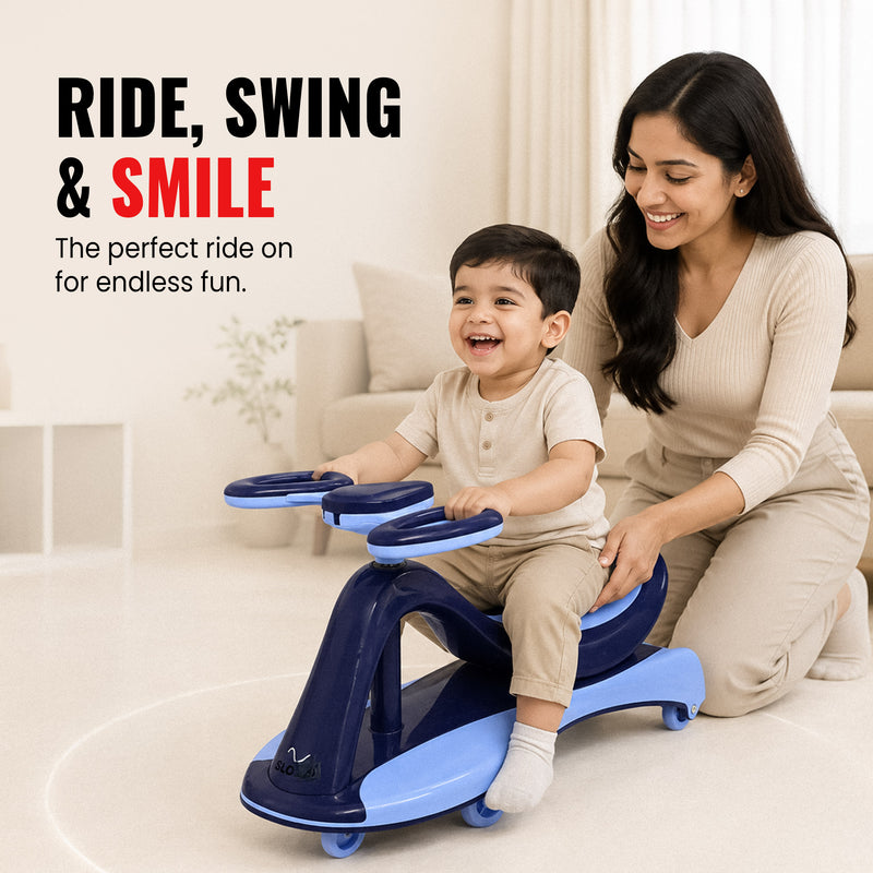 Wave Swing Car with Light - Blue - Ride-On Wiggle Car for Kids - Indoor & Outdoor Toy