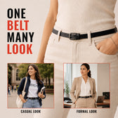 Women’s Black Pin Buckle Belt - Stylish Adjustable Waist Belt for Casual & Formal Wear