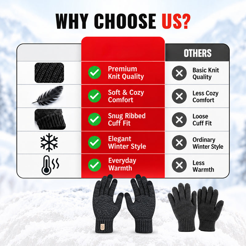 Premium Winter Gloves for Men & Women - Black