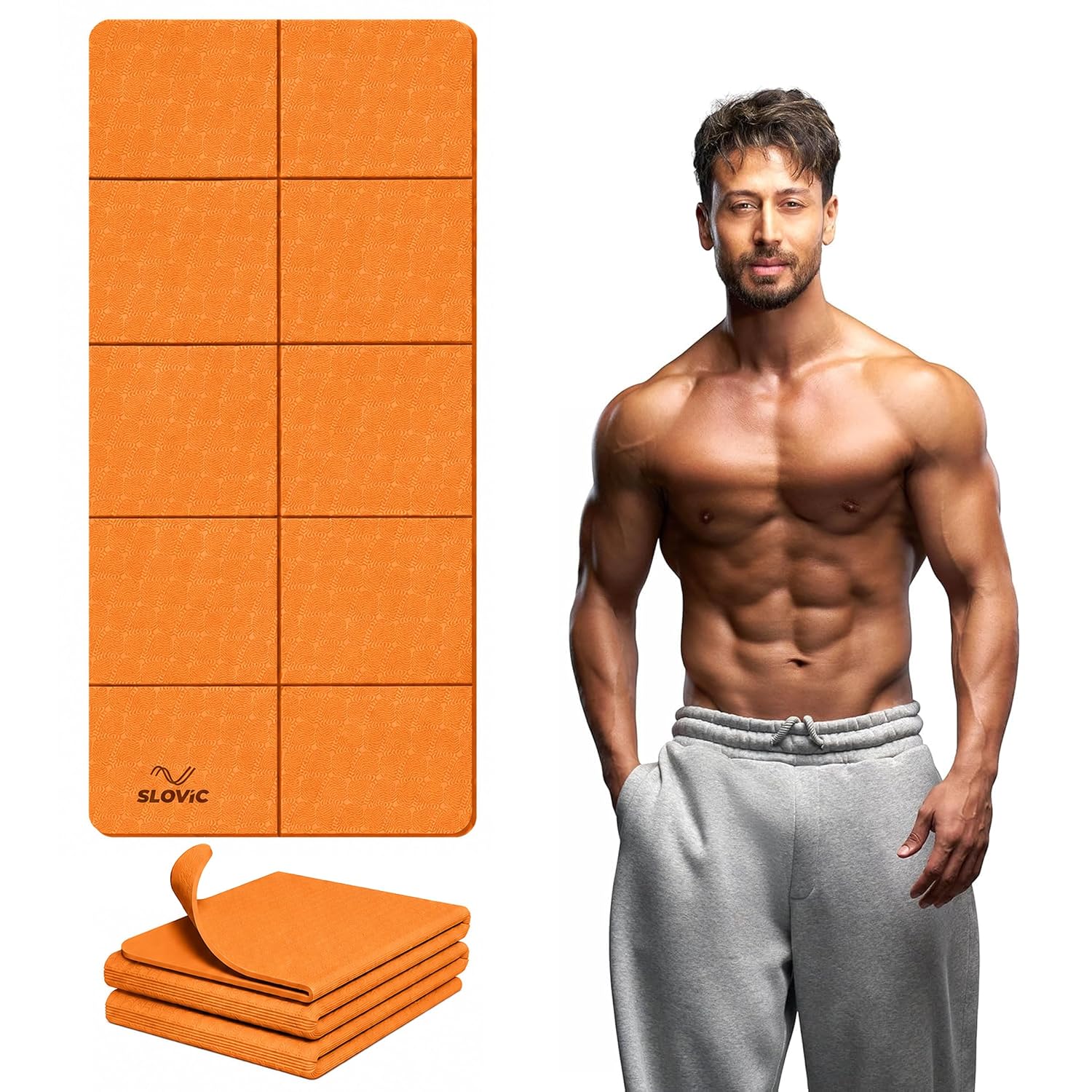 4 MM-TPE Foldable Yoga Mat for Men & Women - Orange