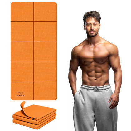 4 MM-TPE Foldable Yoga Mat for Men & Women - Orange