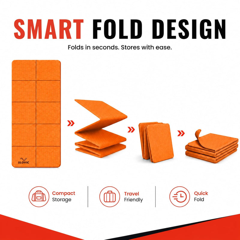 4 MM-TPE Foldable Yoga Mat for Men & Women - Orange
