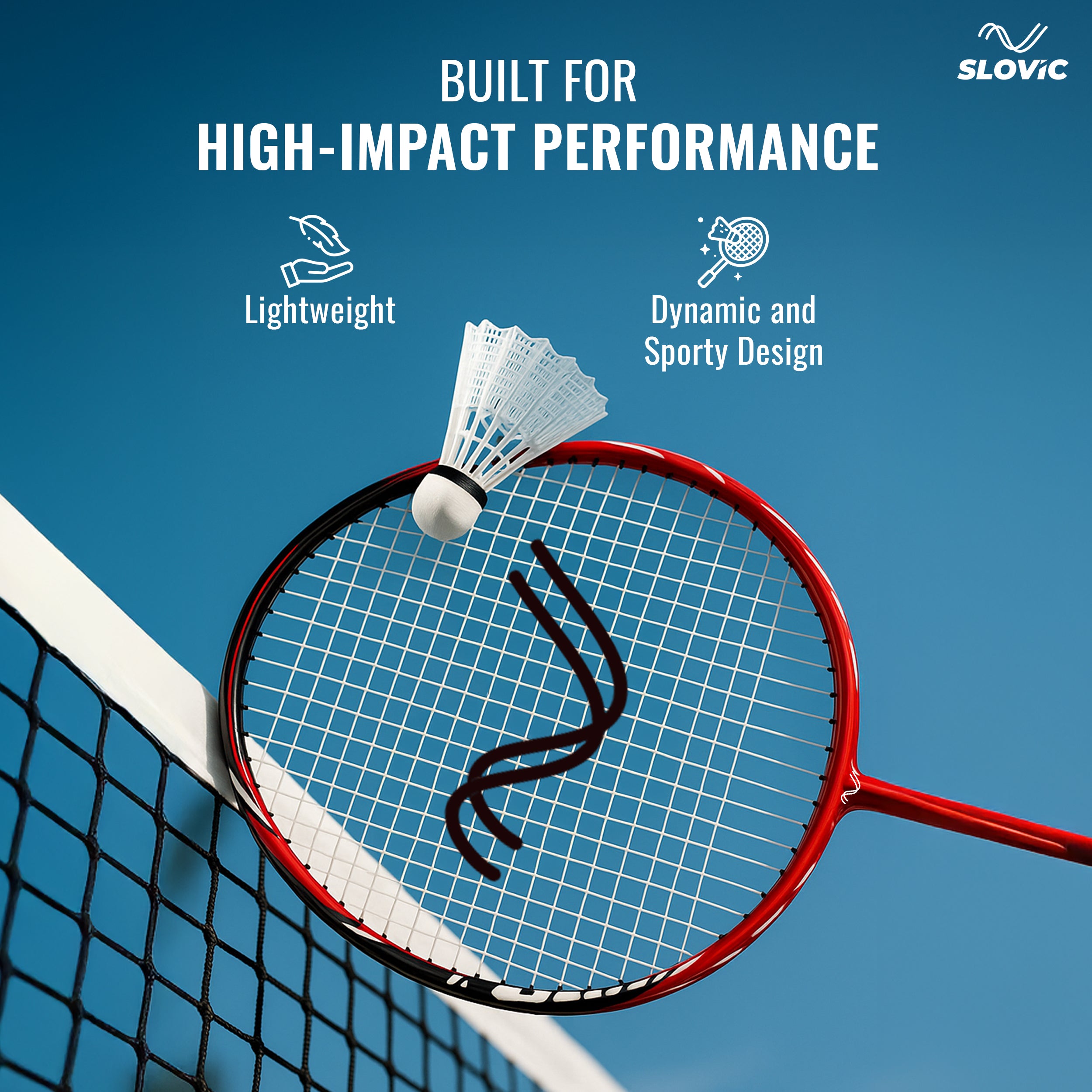 Slovic Aluminium Badminton Racket- Red