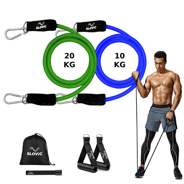 SLOVIC Resistance Tubes | Heavy-Duty Natural Latex | Green+Blue