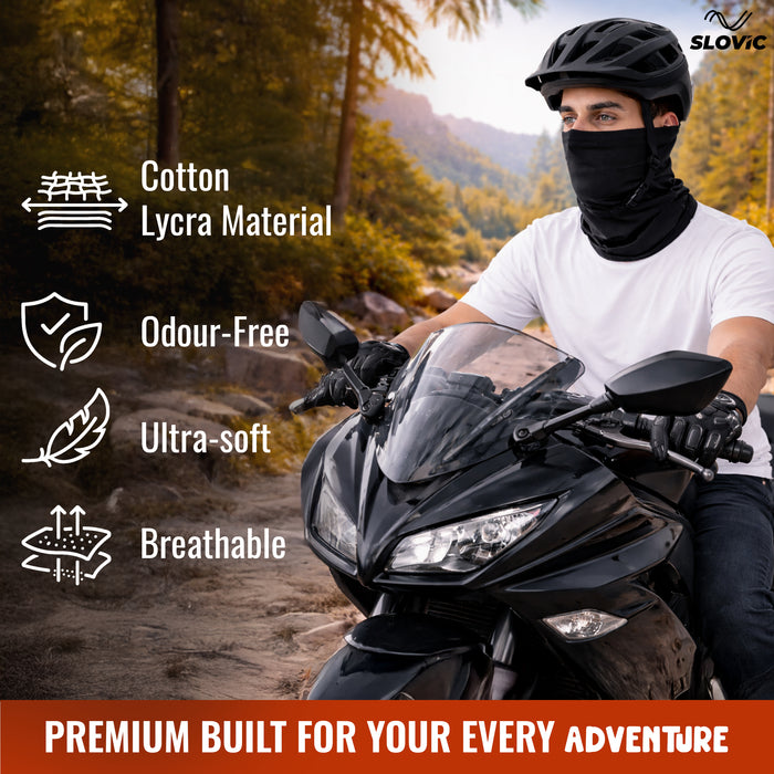 Slovic Cotton Lycra Full Face Bandana Mask For Men's | Breathable, Odor-Free & Comfort Fit | Ideal for Biking, Trekking & Gym