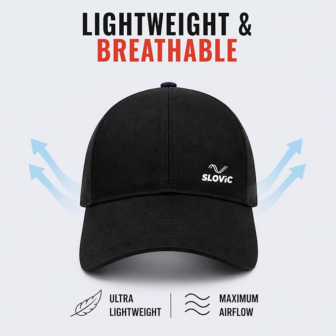 Baseball Cap for Men & Women | Adjustable Sports Cap | Black