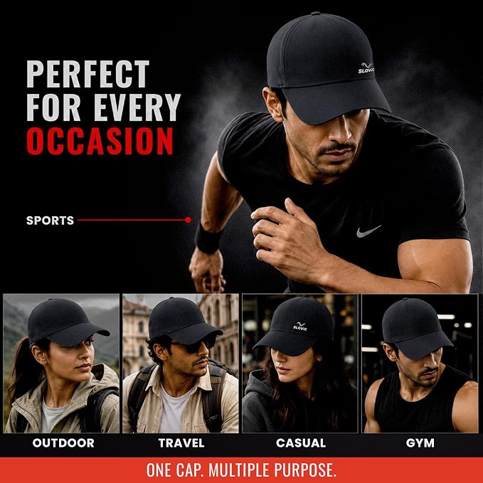 Baseball Cap for Men & Women | Adjustable Sports Cap | Black