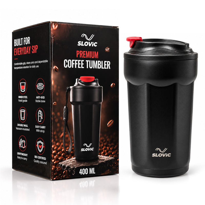Heat Lock Coffee Tumbler 400ml - Black - Travel Mug