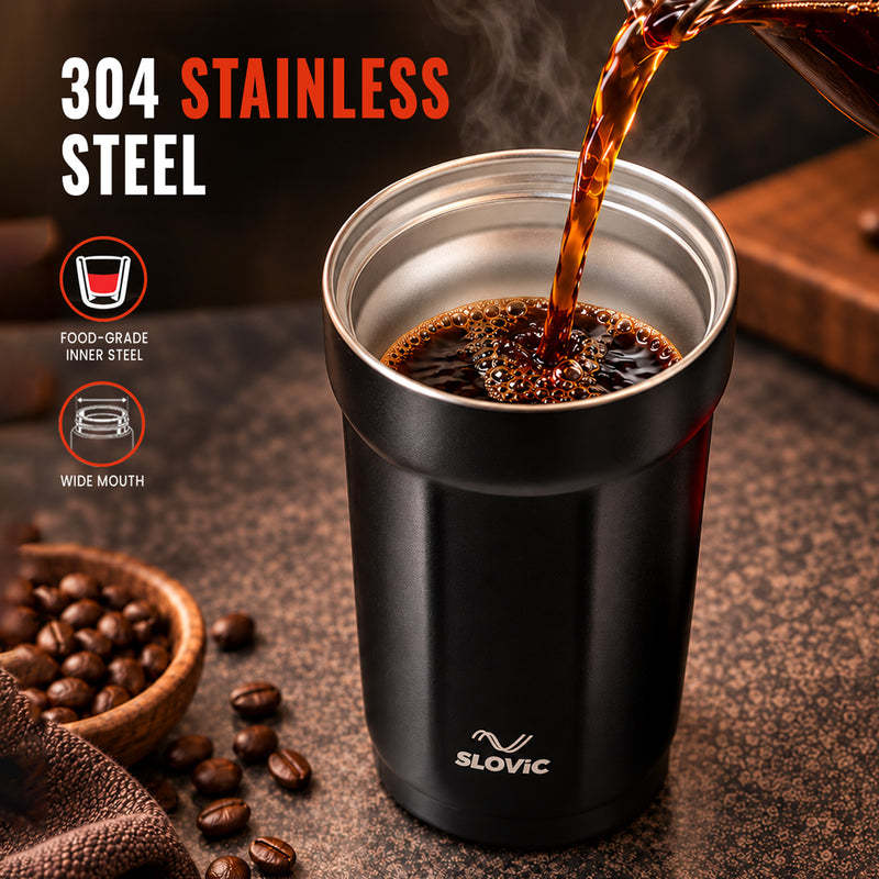 Heat Lock Coffee Tumbler 400ml - Black - Travel Mug