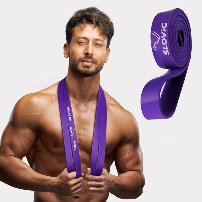 SLOVIC Resistance Bands | Heavy-Duty Natural Latex | Purple - Upto 40 Kg