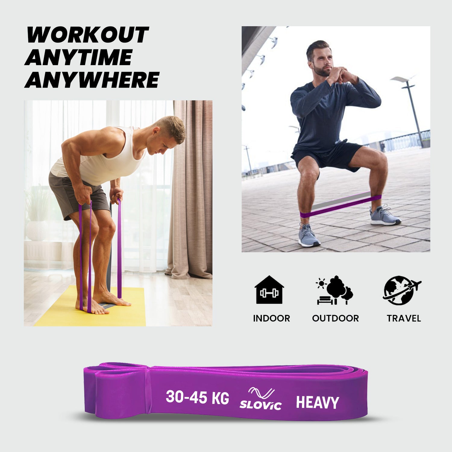 SLOVIC Resistance Band 30-45 Kg (Purple & Grey)