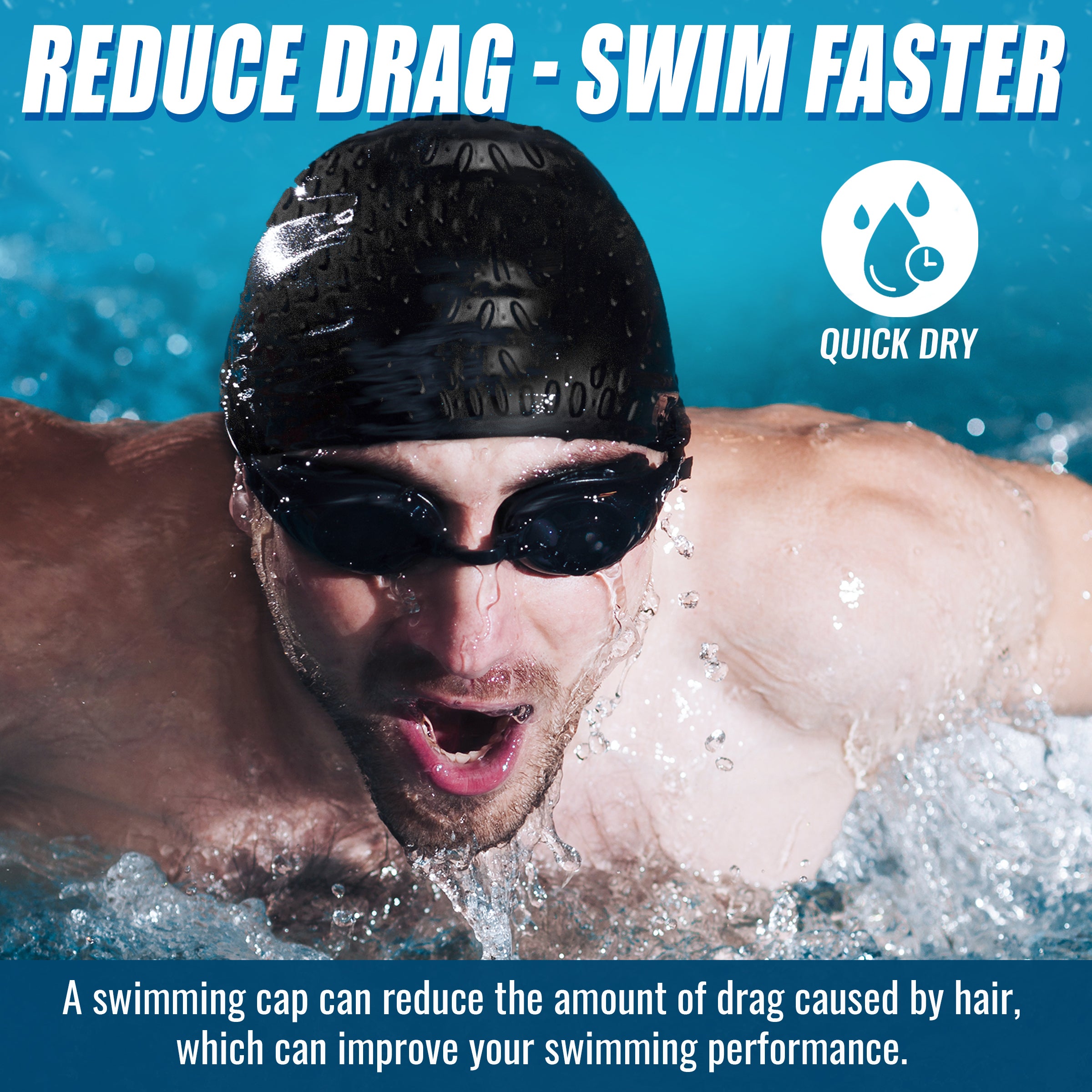 Slovic Silicone Swimming Cap for Men & Women (Black)