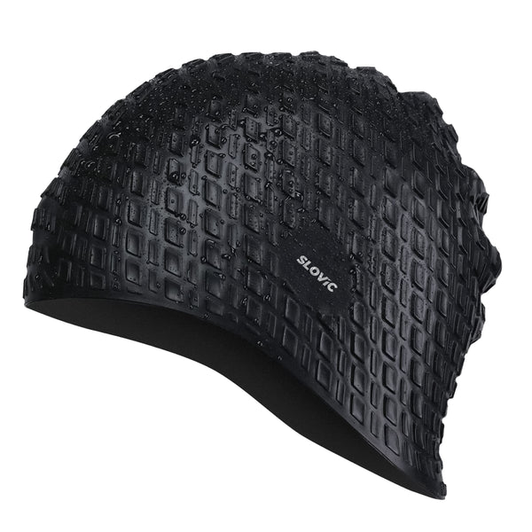 Slovic Silicone Swimming Cap for Men & Women (Black)
