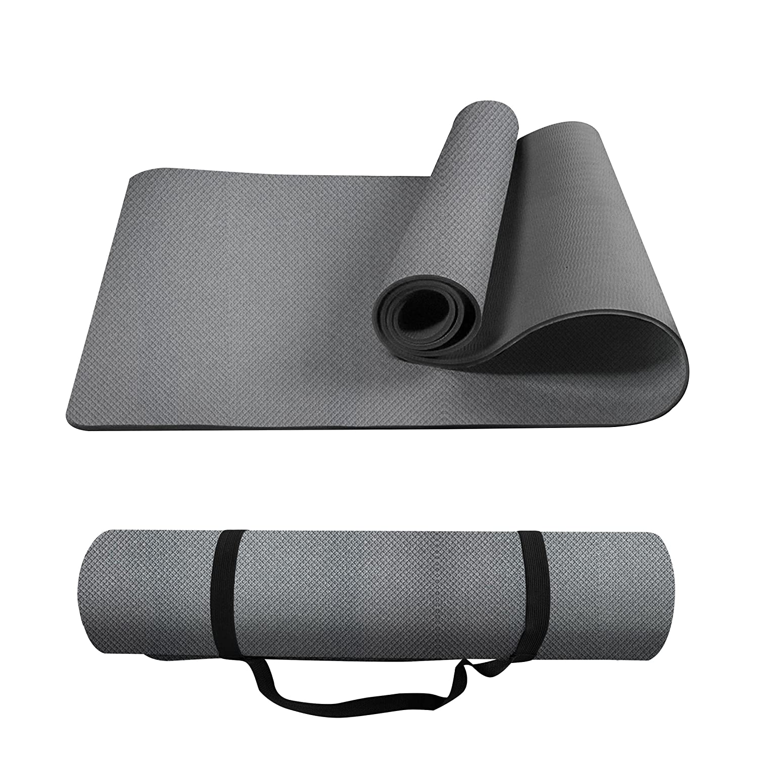 Slovic Non-Slip & Thick Cushion Yoga Mat with Carry Strap (Tpe 6Mm)
