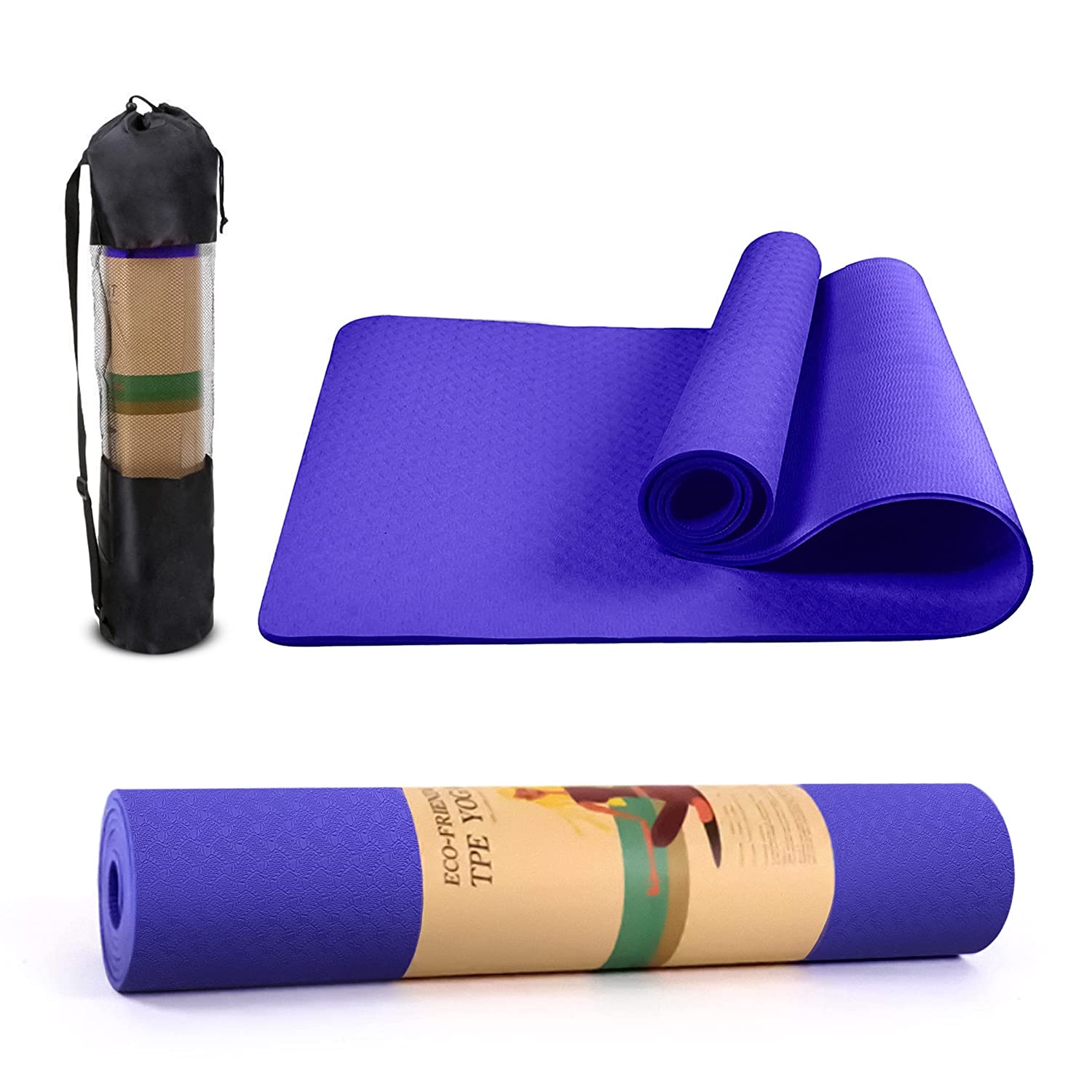 Slovic Non-Slip & Thick Cushion Yoga Mat with Bag (Tpe 8Mm)